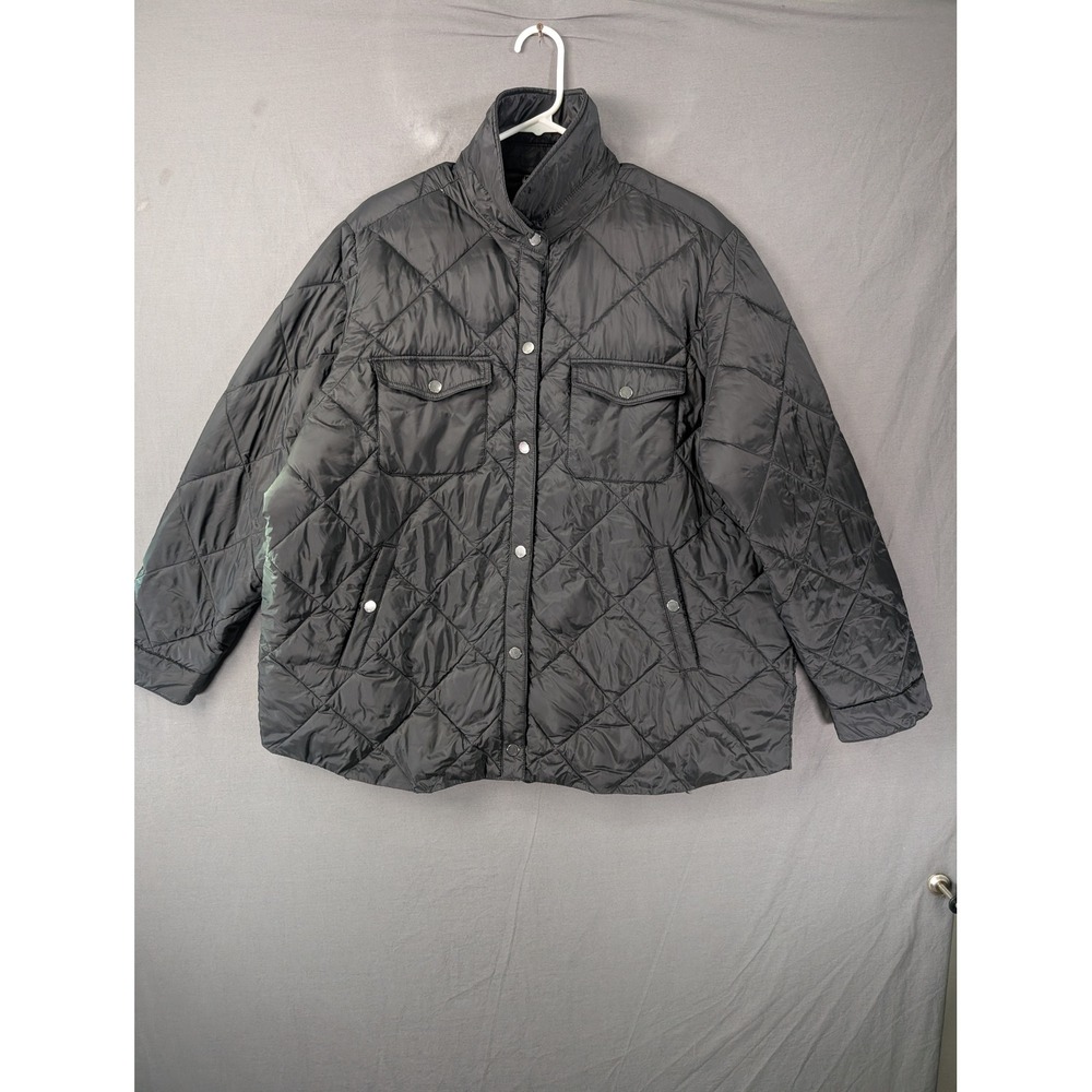 32‎ Degrees Heat Womens XXL Black Quilted Snap Front Puffer Jacket Coat